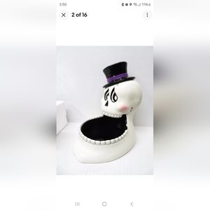 HALLOWEEN 2006 FITZ & FLOYD "BONES" Skull ceramic Candy Dish Bowl
